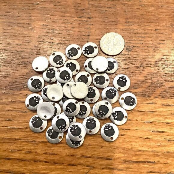 Skull Silver Charm Necklace Bracelet Gift (8x) - Picture 2 of 2